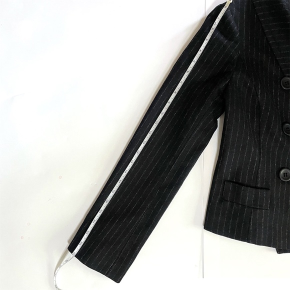 Franco Mirabelli Wool Black Pin Stripe Blazer Sz 6 - Picture 8 of 10